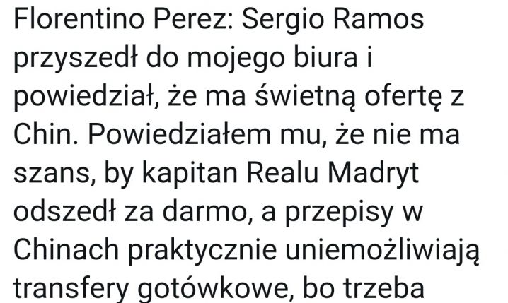 Perez nt. ODEJŚCIA Sergio Ramosa do Chin!